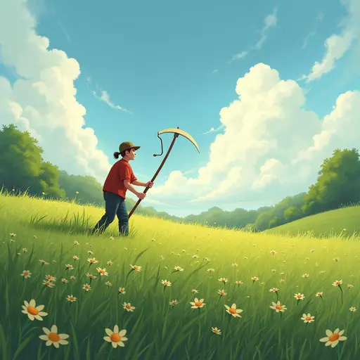 Mow the meadow with a scythe